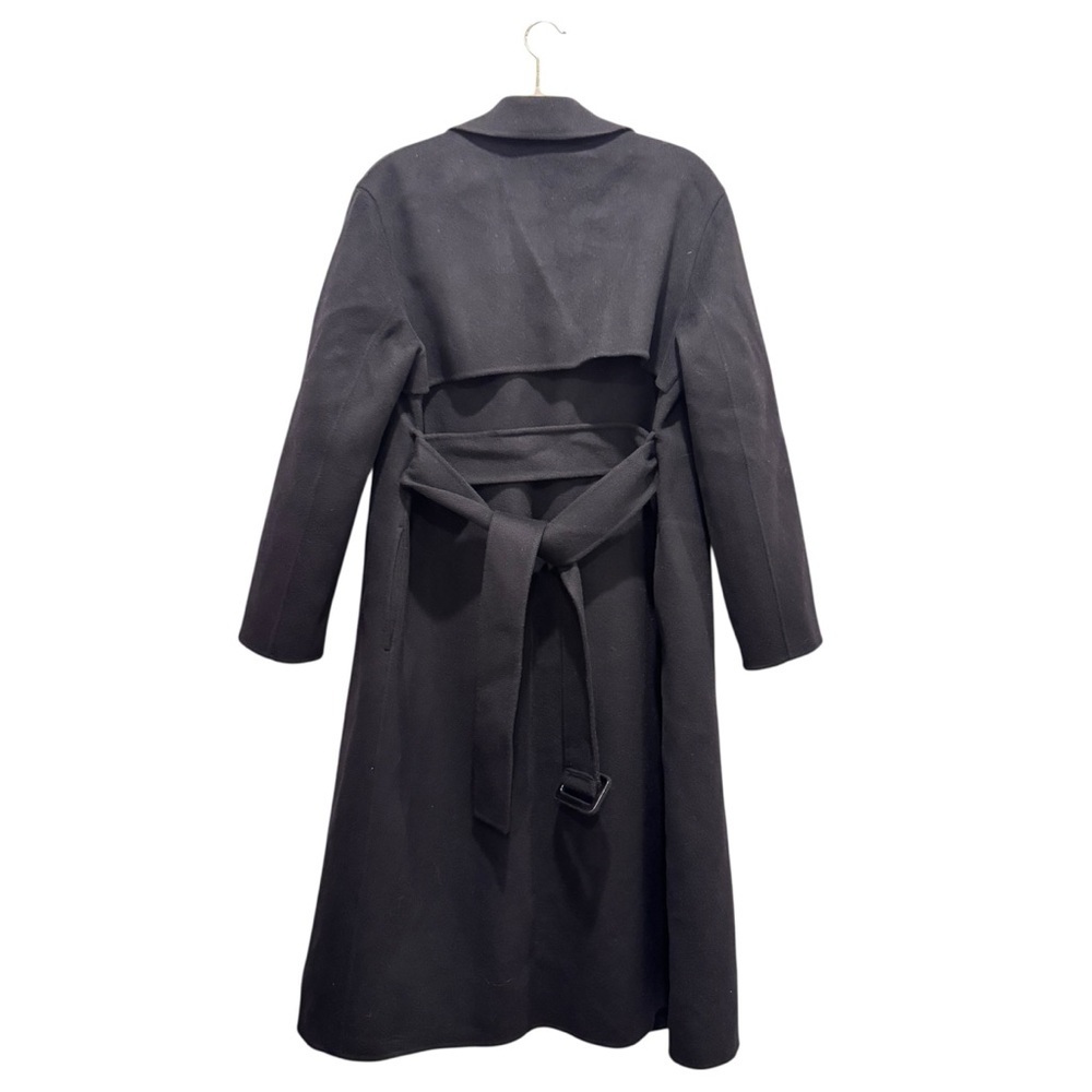 NWT Theory Long Wrap Belted Trench Coat Wool Cashmere Black Sz M - Picture 10 of 16